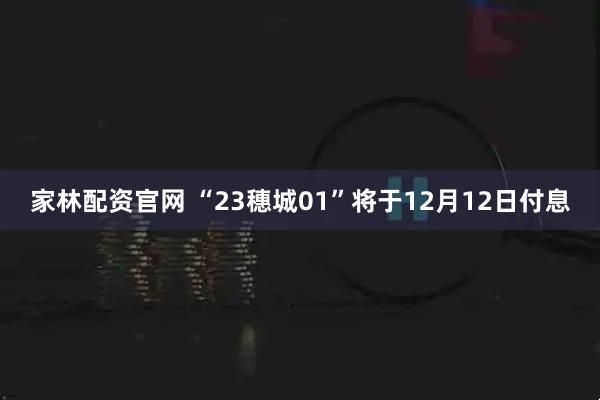 家林配资官网 “23穗城01”将于12月12日付息